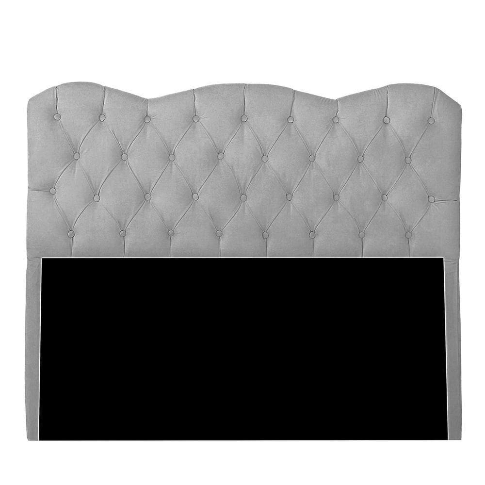 Cabeceira Casal Estofada Para Cama Box Verona Veludo Cor Cinza Claro