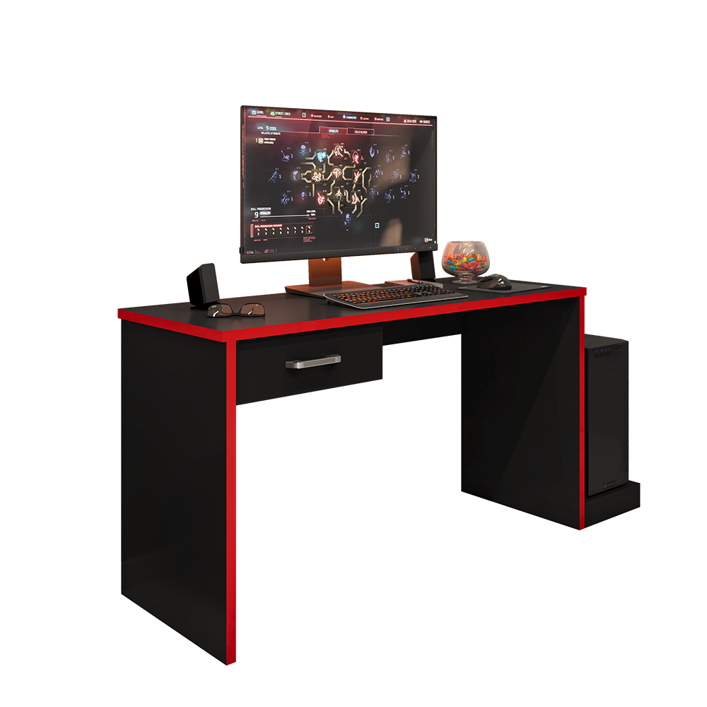Mesa Gamer Escritório DRX9000 Preto/Vermelho - Montanaris Decor