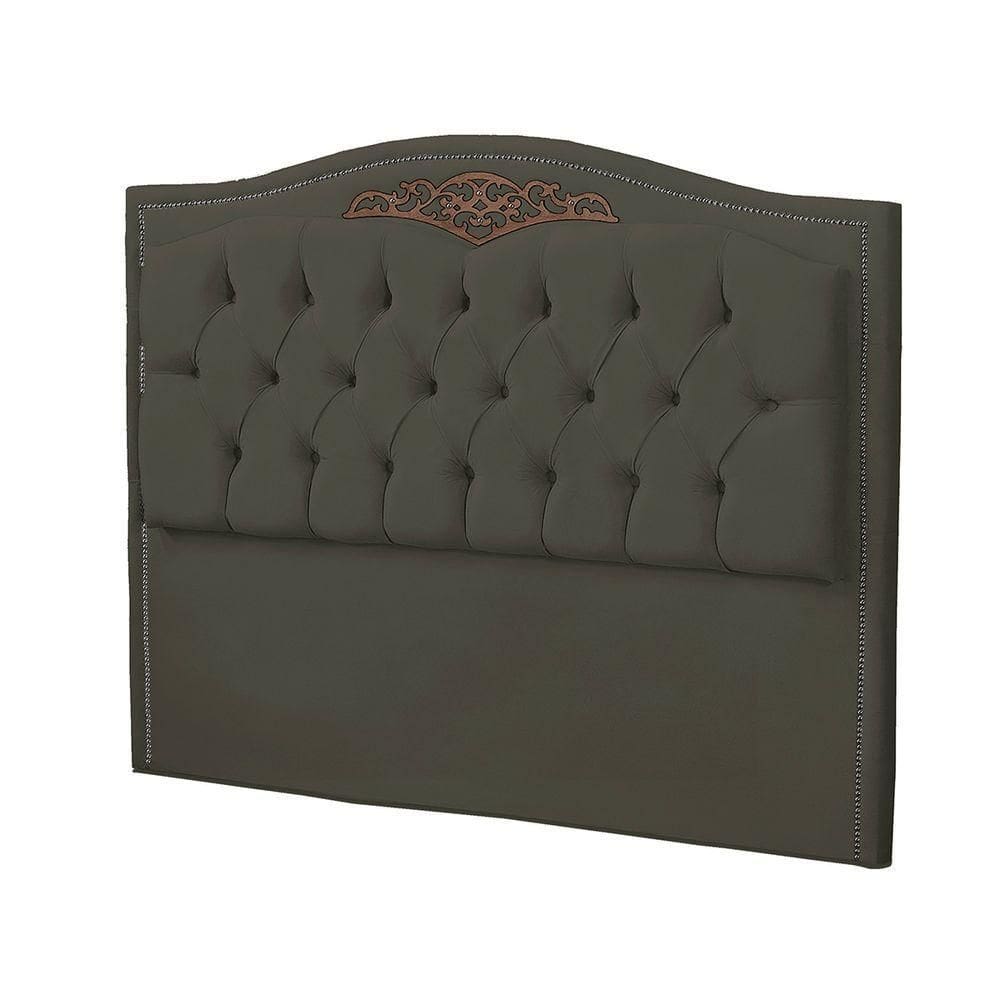 Cabeceira Casal Estofada Para Cama Box Maitê Veludo Cor Tabaco