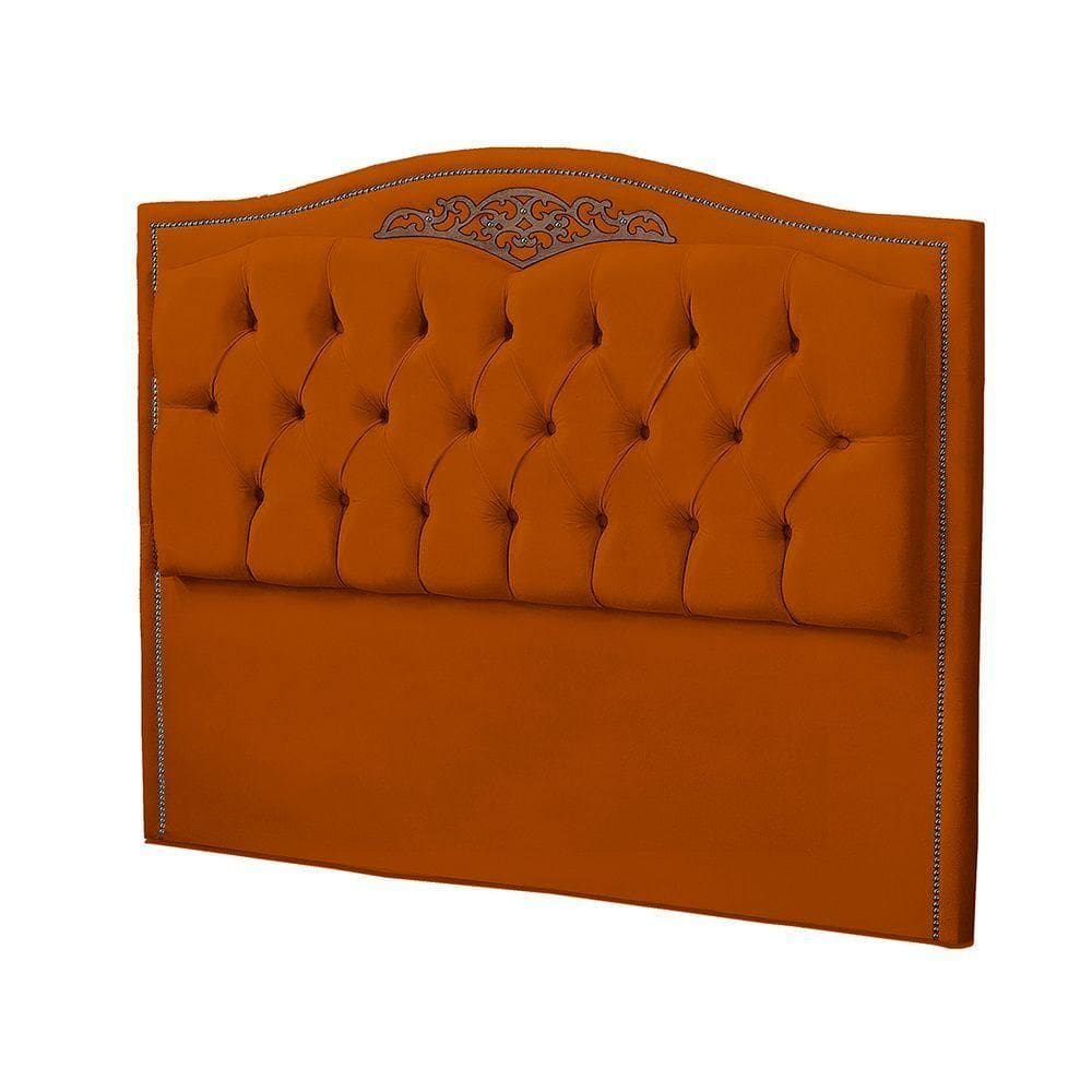 Cabeceira Casal Estofada Para Cama Box Maitê Veludo Cor Terracota