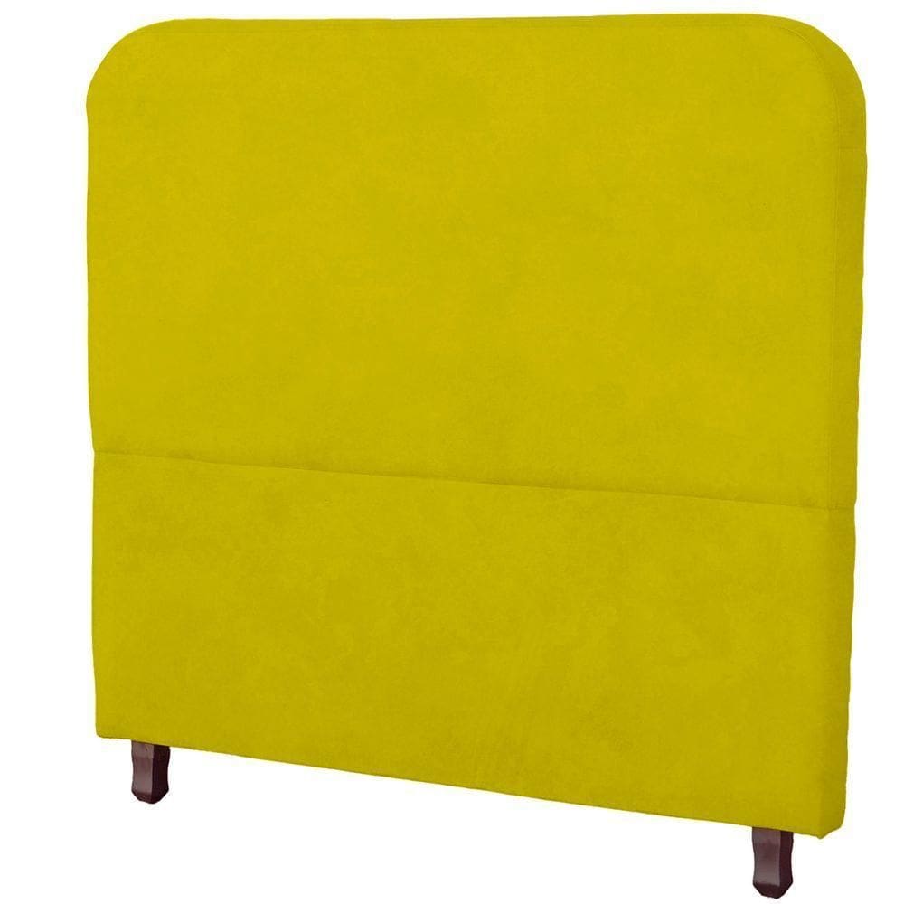 Cabeceira Casal Queen Estofada Para Cama Box Lizza Veludo Cor Amarelo