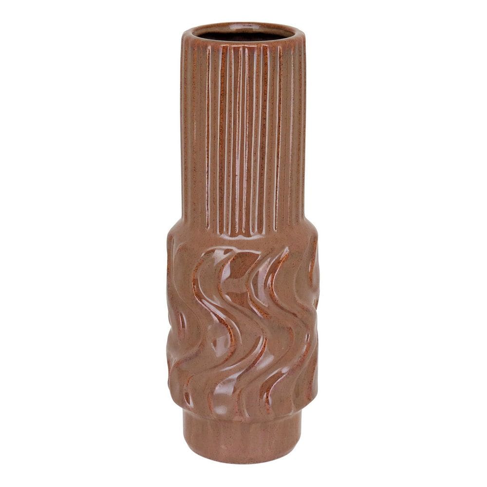 Vaso Decorativo Enfeite Casa Cerâmica 30x10x10cm Bege
