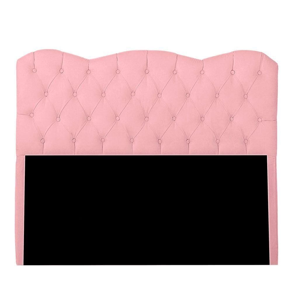 Cabeceira Casal Queen Estofada Para Cama Box Verona Veludo Cor Rosa Bebe