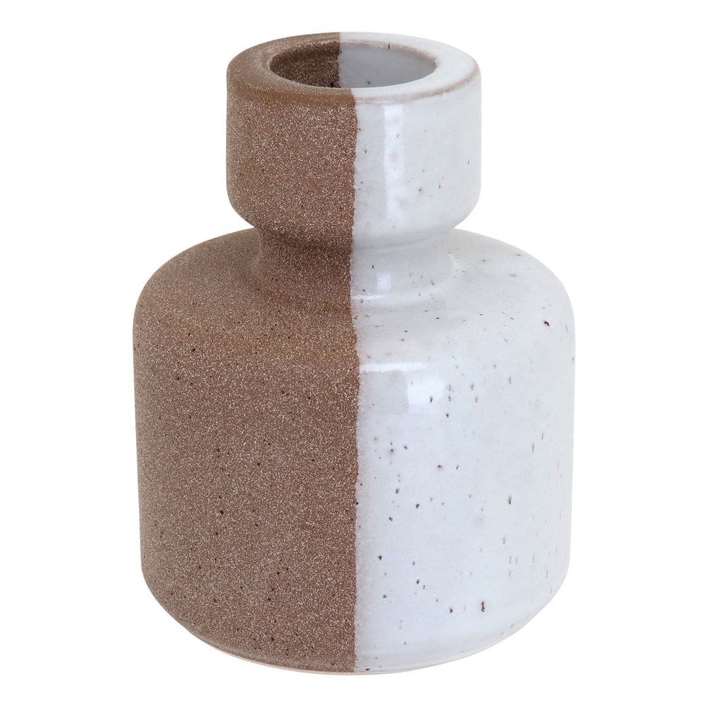 CASTIÇAL CERÂMICA 16x12x12cm BEGE DECORATIVO PORTA VELA