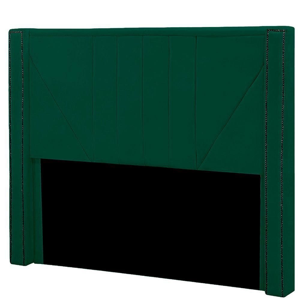 Cabeceira Casal Queen Estofada Para Cama Box Toronto Veludo Cor Verde Esmeralda