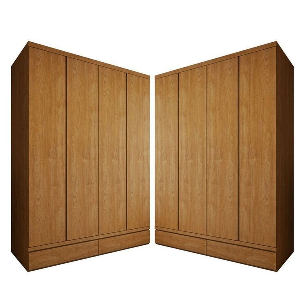 Conjunto 2 Guarda-roupa 4 Portas 3 Gavetas 100% Mdf Urbano Cedro