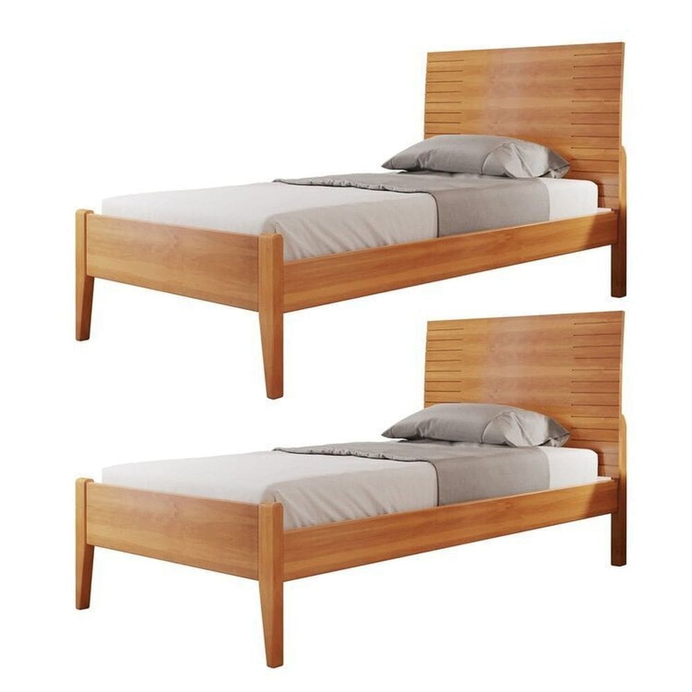 Conjunto 2 Cama Solteiro 90cm Amazone Amêndoa Mel