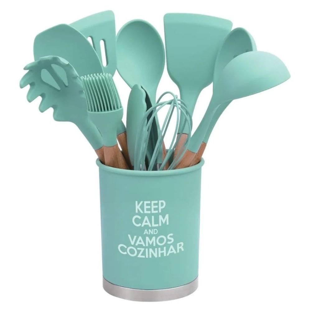 Kit Com 13 Utensílios De Cozinha Gourmet Silicone Livre BPA
