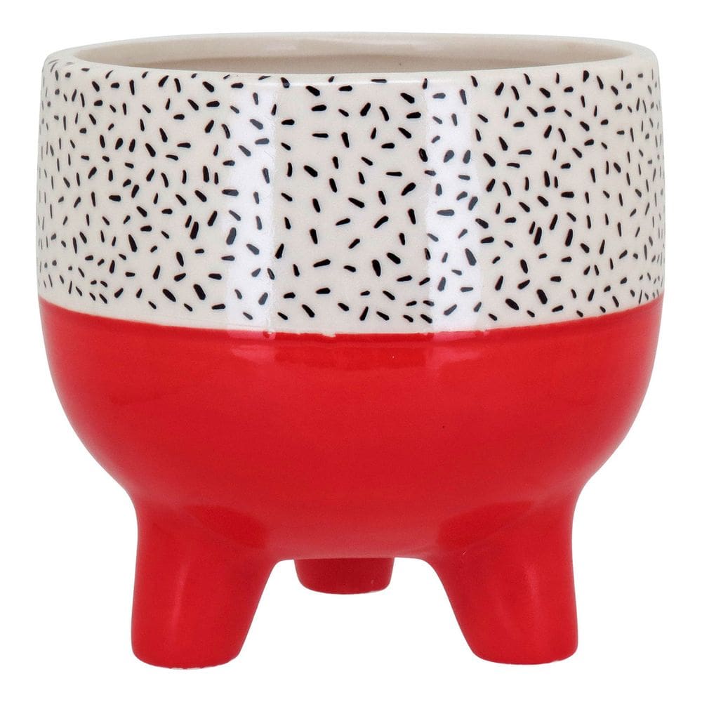 CACHEPÔ CERÂMICA 15x16x16cm VERMELHO VASO DECORATIVO PLANTA