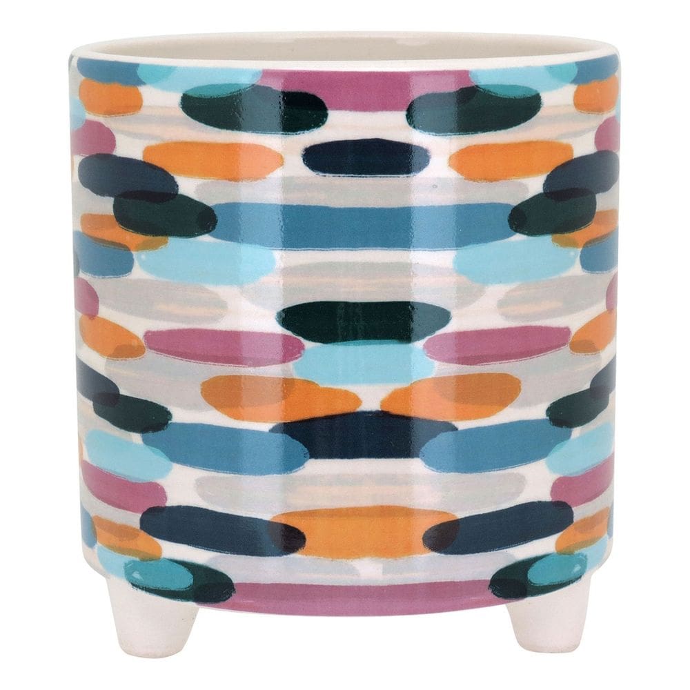 CACHEPÔ CERÂMICA 18x17x17cm COLORIDO VASO DECORATIVO PLANTA