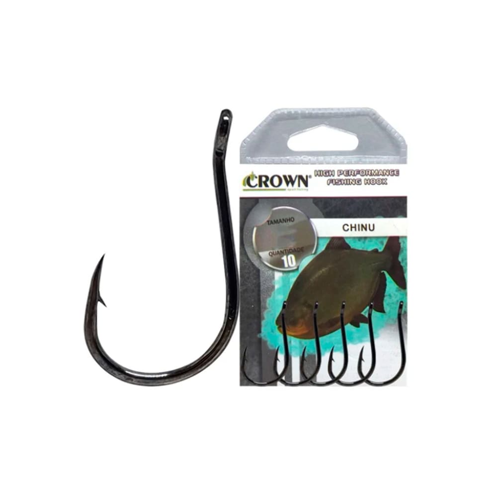 Anzol Crown Chinu Black Super Resistente N° 06 - Cartela Com 10 Unidade