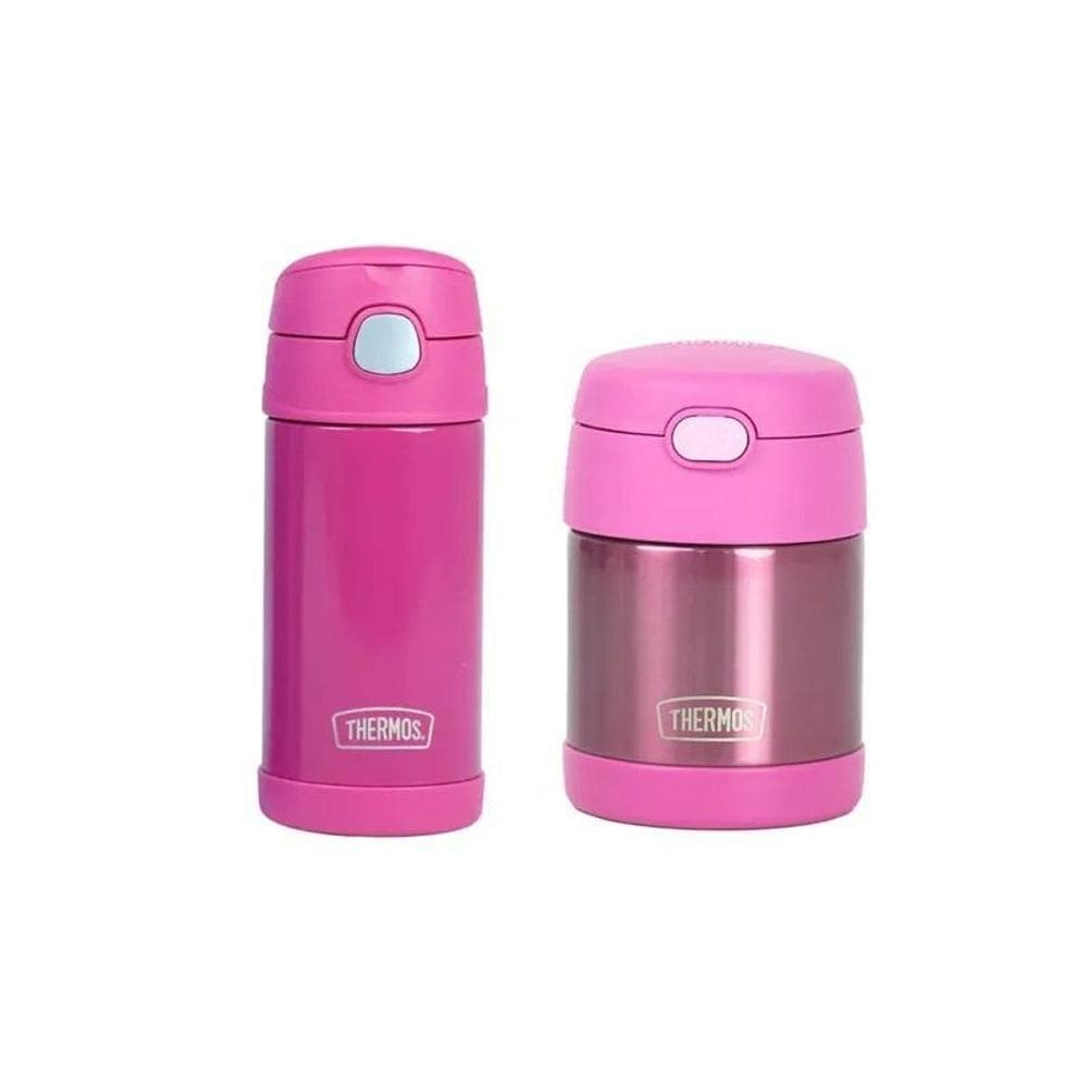 Thermos Rosa Pote Térmico Com Colher E Garrafa Térmica