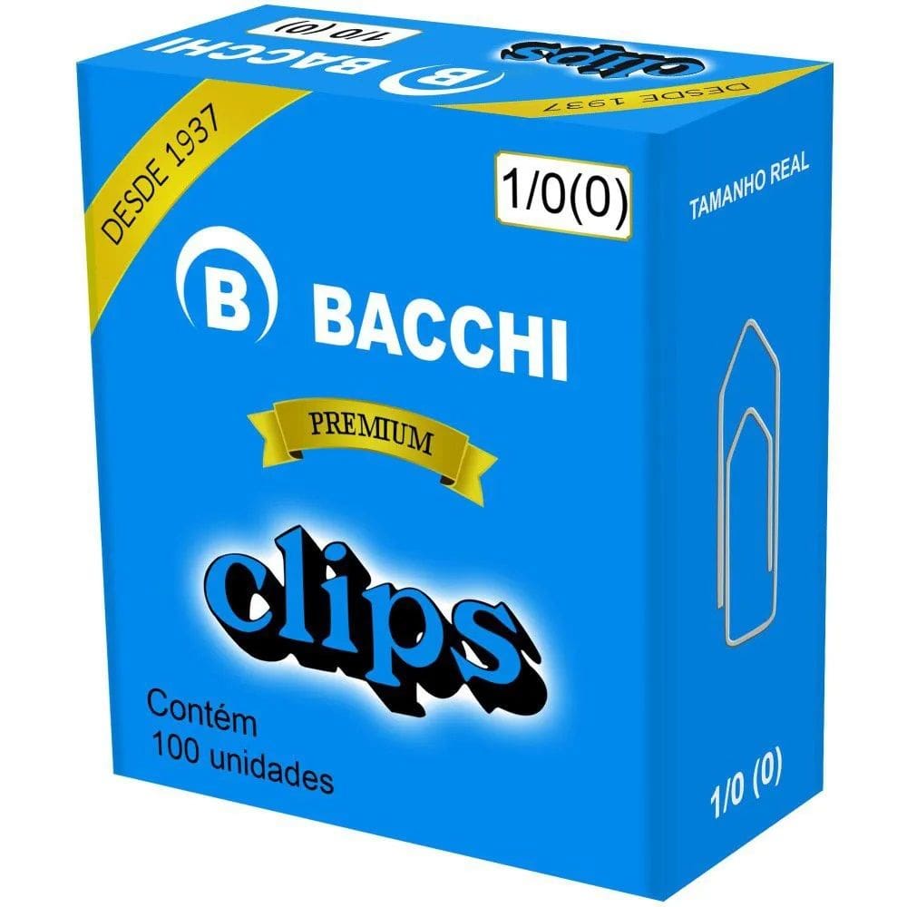 Clips Galvanizado Aço 1/0 (0) Bacchi Caixa com 100 Unidades