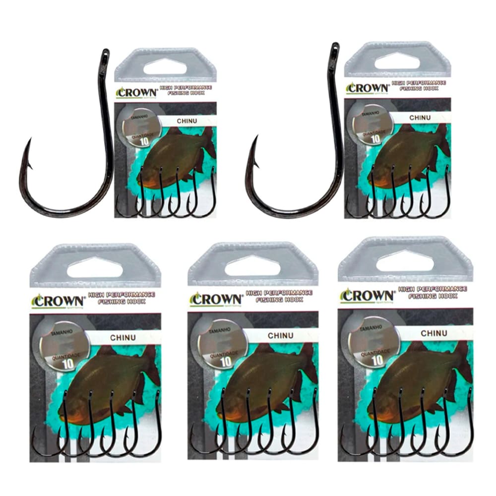 Kit Anzol Crown Chinu Black Super Resistente Cartela nº 1 3 5 7 10 - 50 Peças