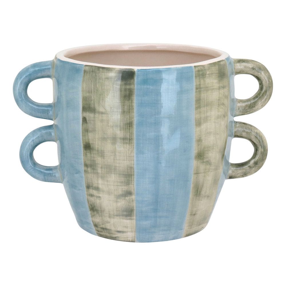 CACHEPÔ CERÂMICA 15x22x22cm AZUL VASO DECORATIVO PLANTA