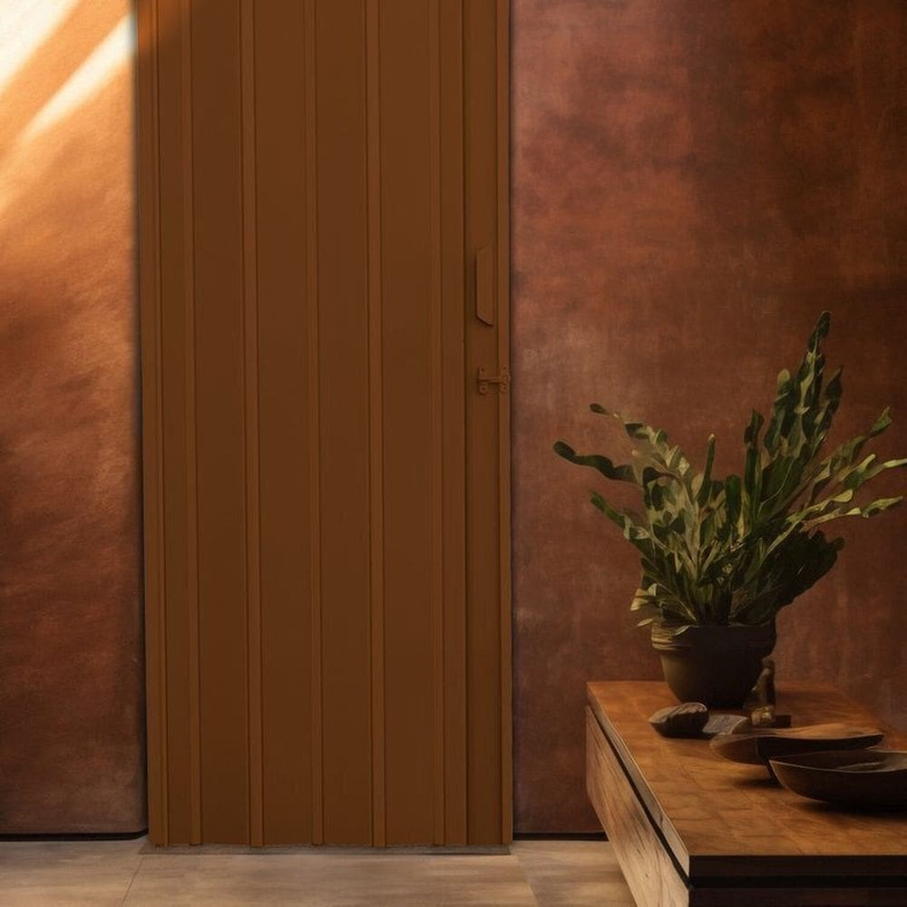 Kit com 2 Portas Sanfonadas de Pvc 210x84cm Marrom