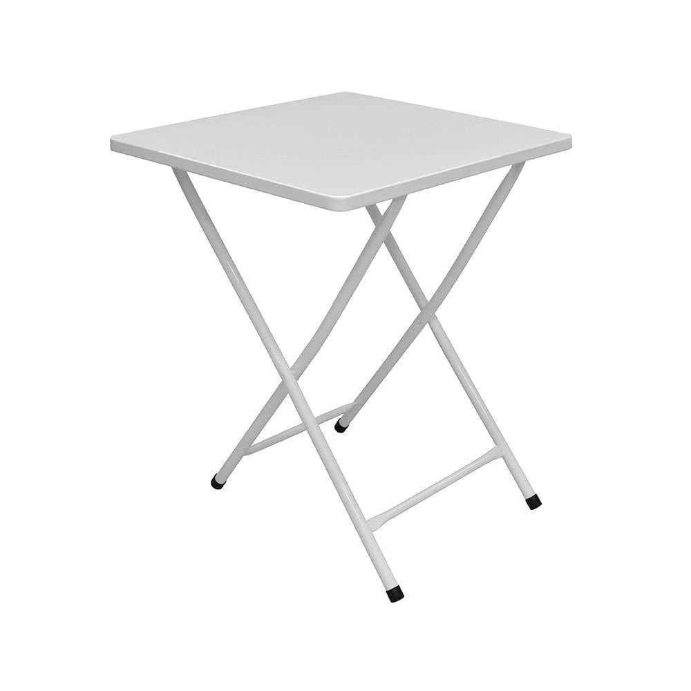 mesa quadrada dobrável com tampo aço erica branca