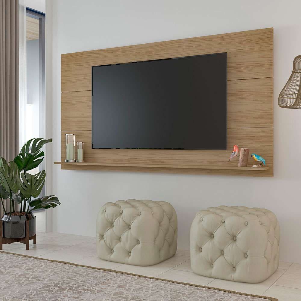 painel para tv até 75 polegadas slim carvalho