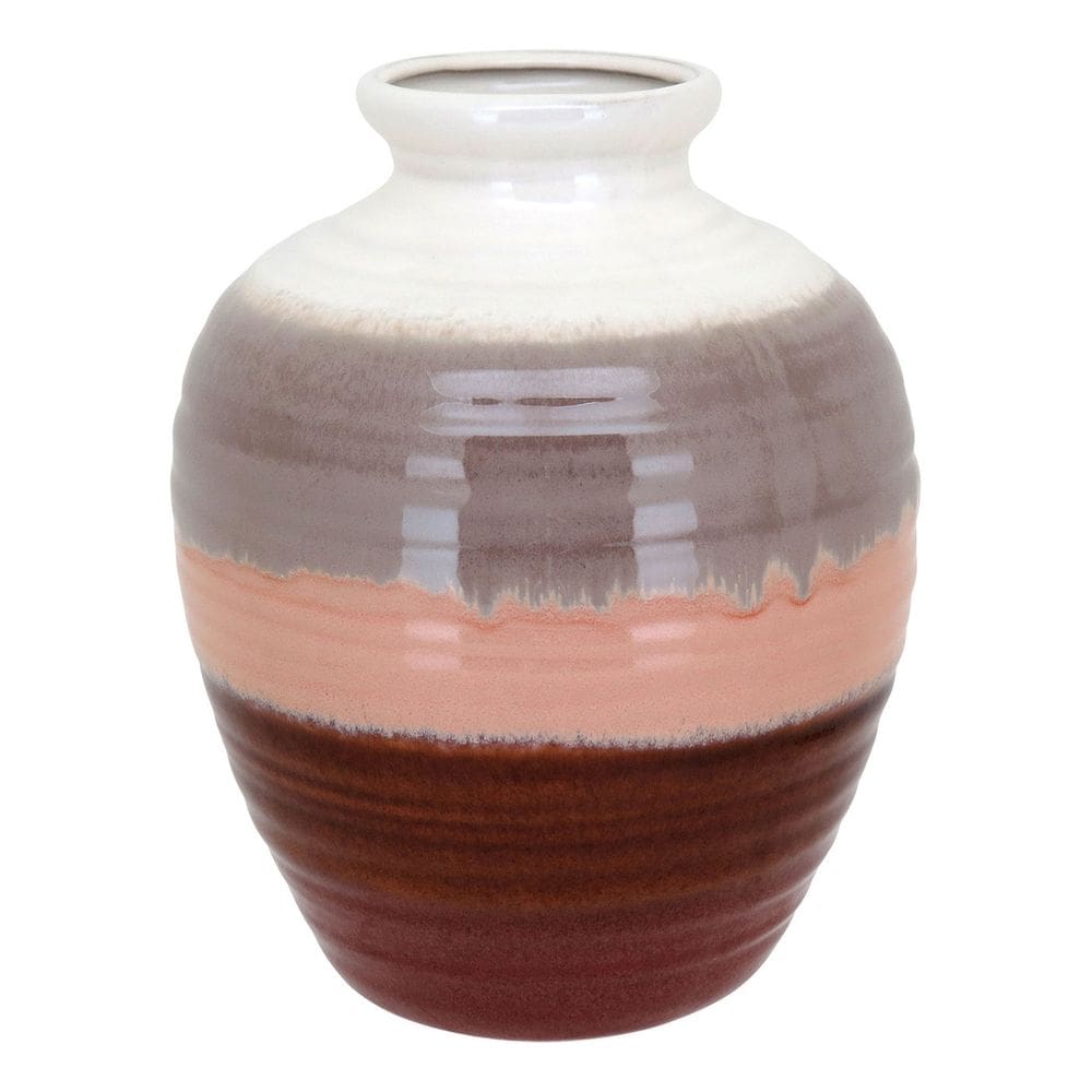 Vaso Decorativo Enfeite Casa Cerâmica 26x20x20cm Marrom