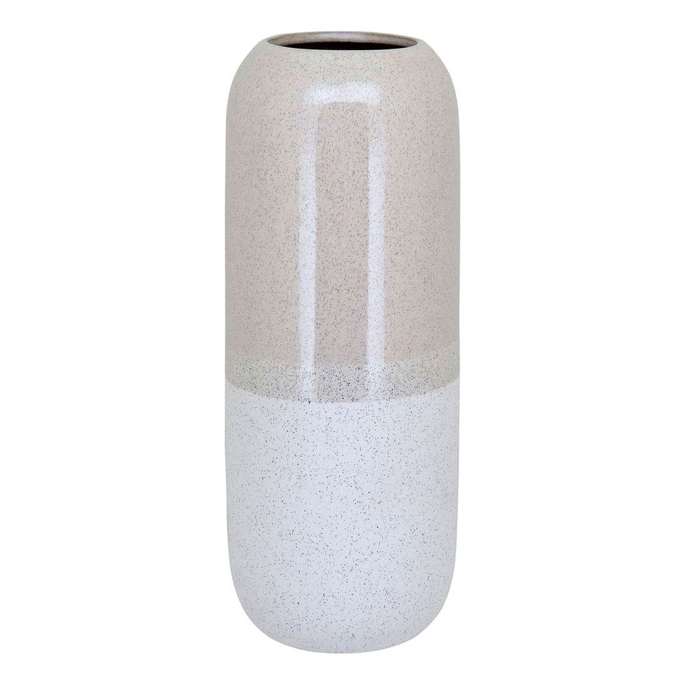 Vaso Cerâmica Decorativo Enfeite Casa 40x15x15cm Marfim