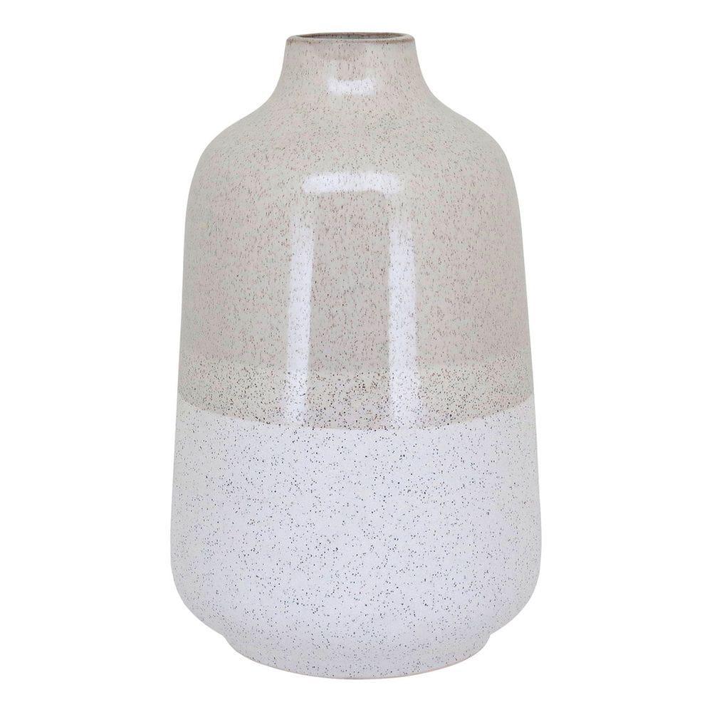 Vaso Cerâmica Decorativo Enfeite Casa 30x18x18cm Marfim