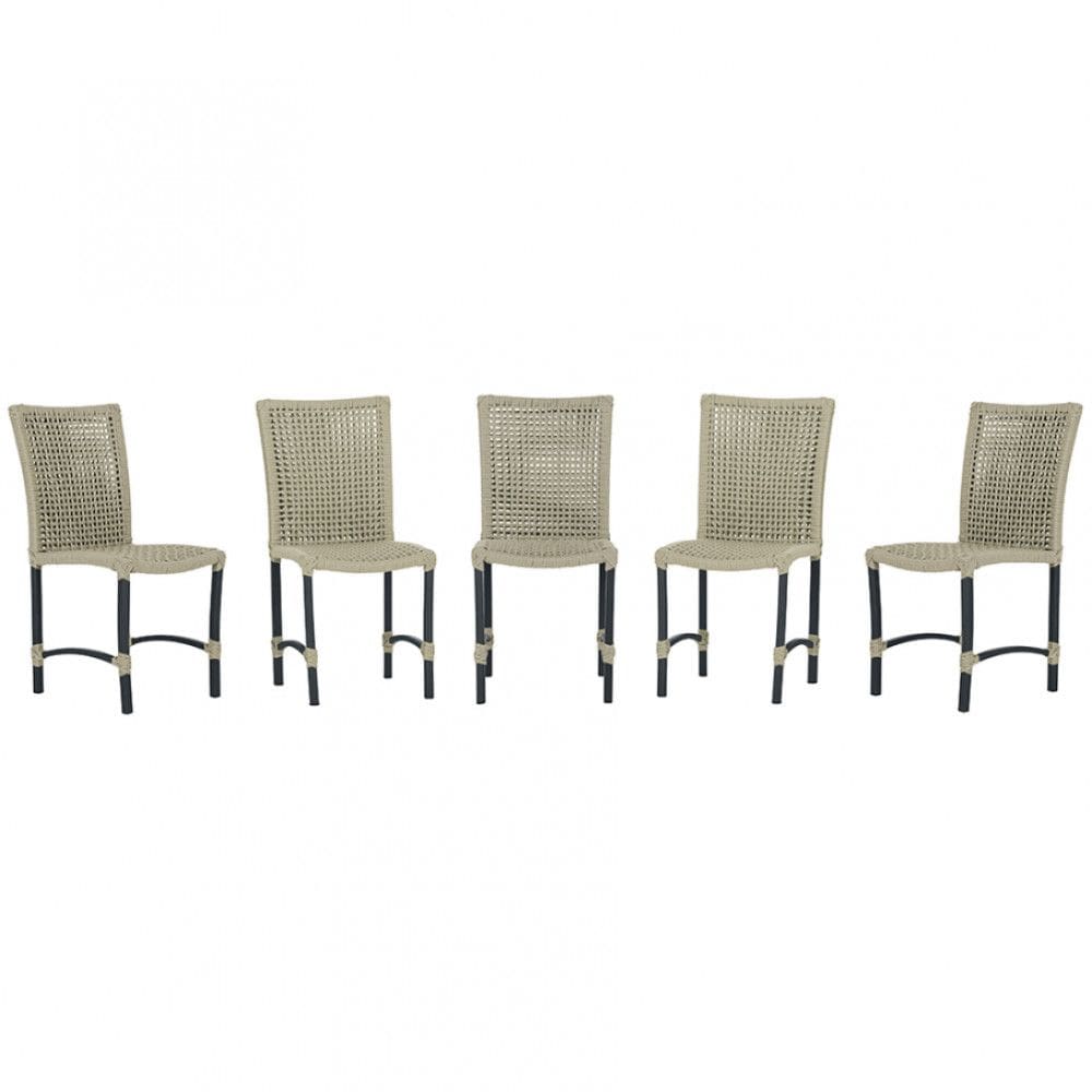 5 Cadeiras Corda Náutica Cannes em Alumínio com Pintura Eletrostática para Cozinha Jantar Edícula