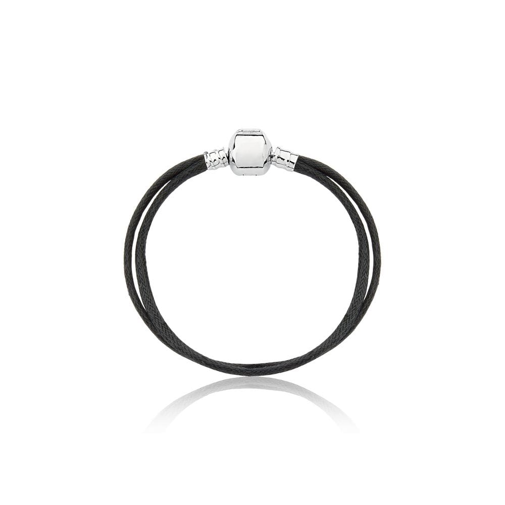 Pulseira Infantil Cord Black com Revestimento Metálico