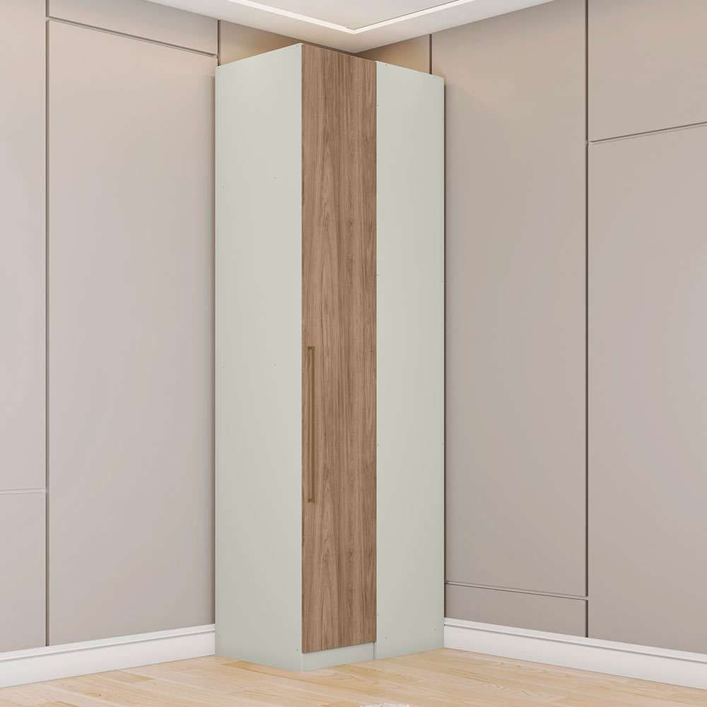 guarda-roupa de canto solteiro seletto 1 pt areia e jequitibá
