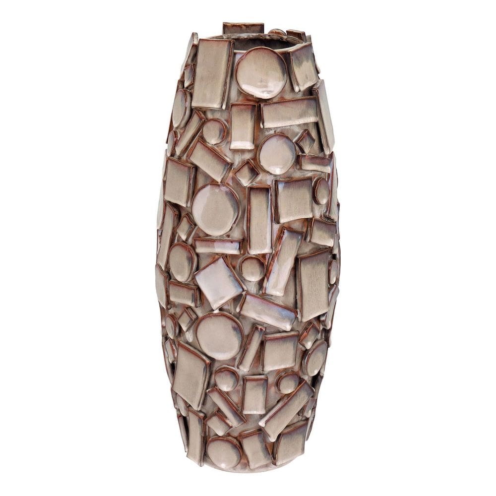 Vaso Decorativo Enfeite Casa Cerâmica 45x21x21cm Bege