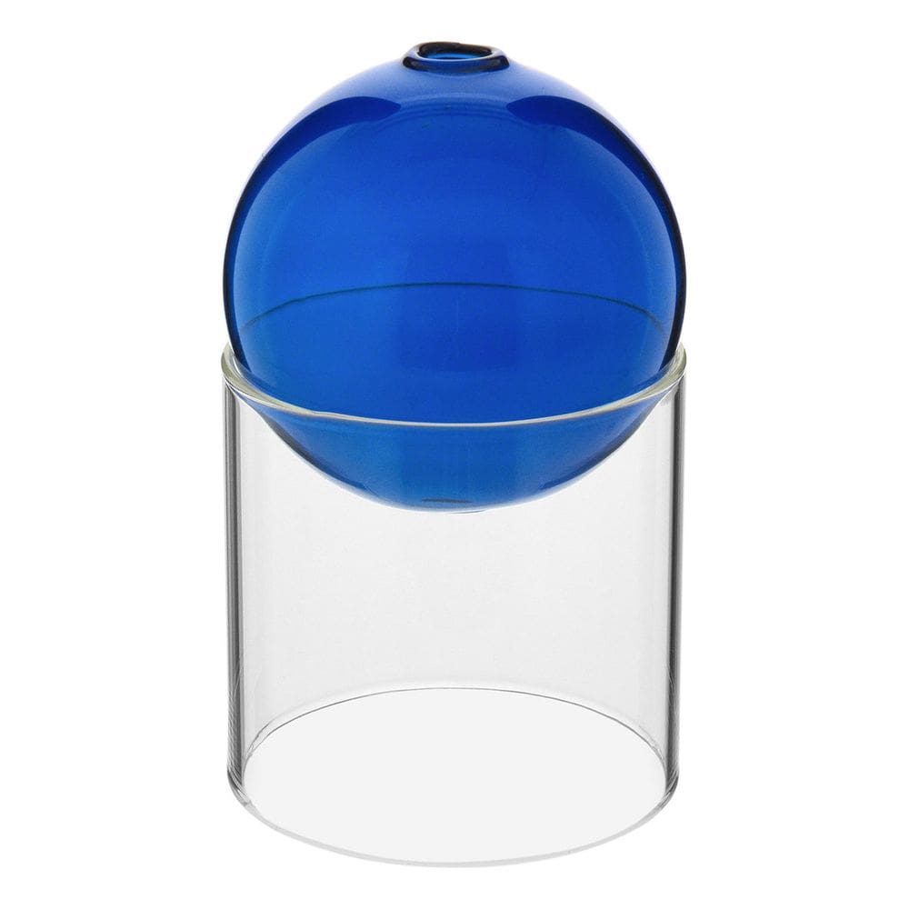 Vaso Decorativo Enfeite Com Suporte Vidro 13X13 Azul