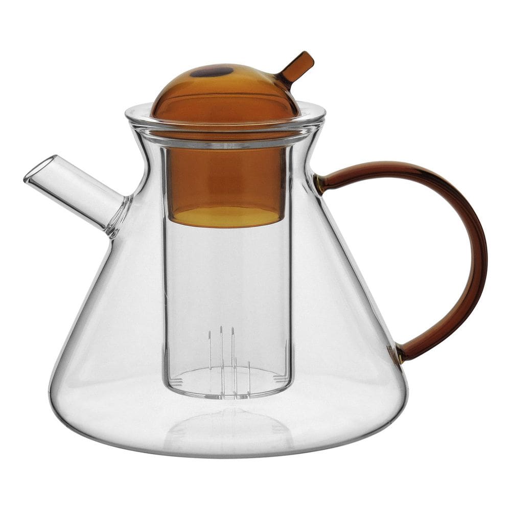 CHALEIRA COM INFUSOR BOROSSILICATO 500ml 13x13x13cm TRANSPARENTE
