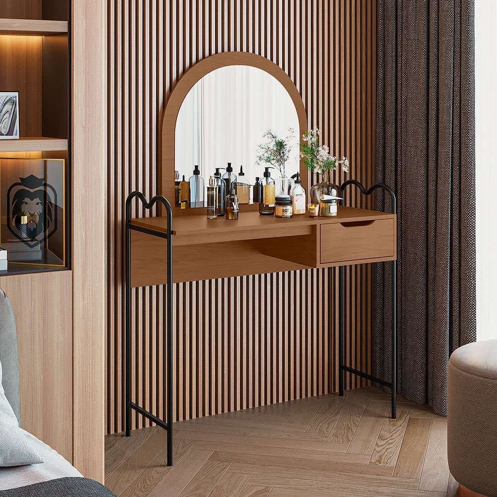 penteadeira com espelho oasis 1 gv preta e nature