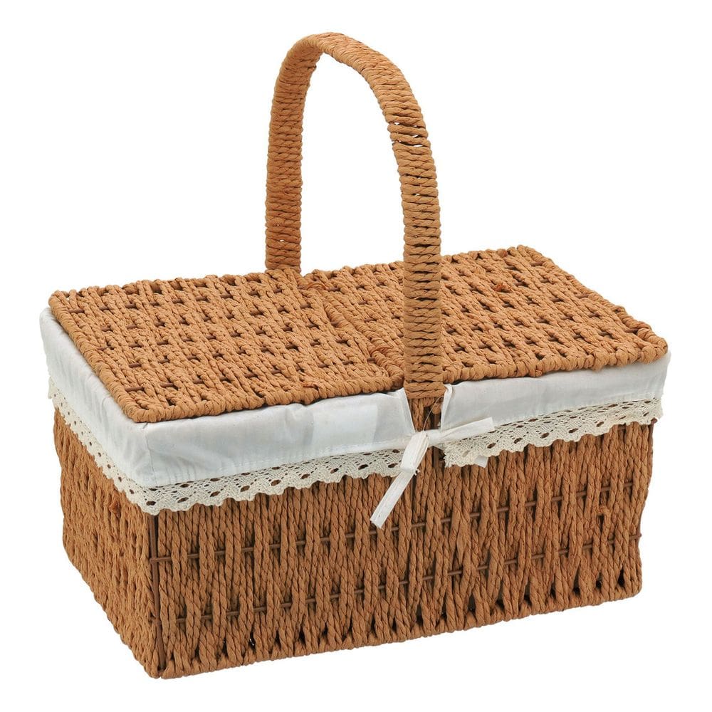 Cesta Decorativa Organizadora Piquenique Fibra 24x34x17
