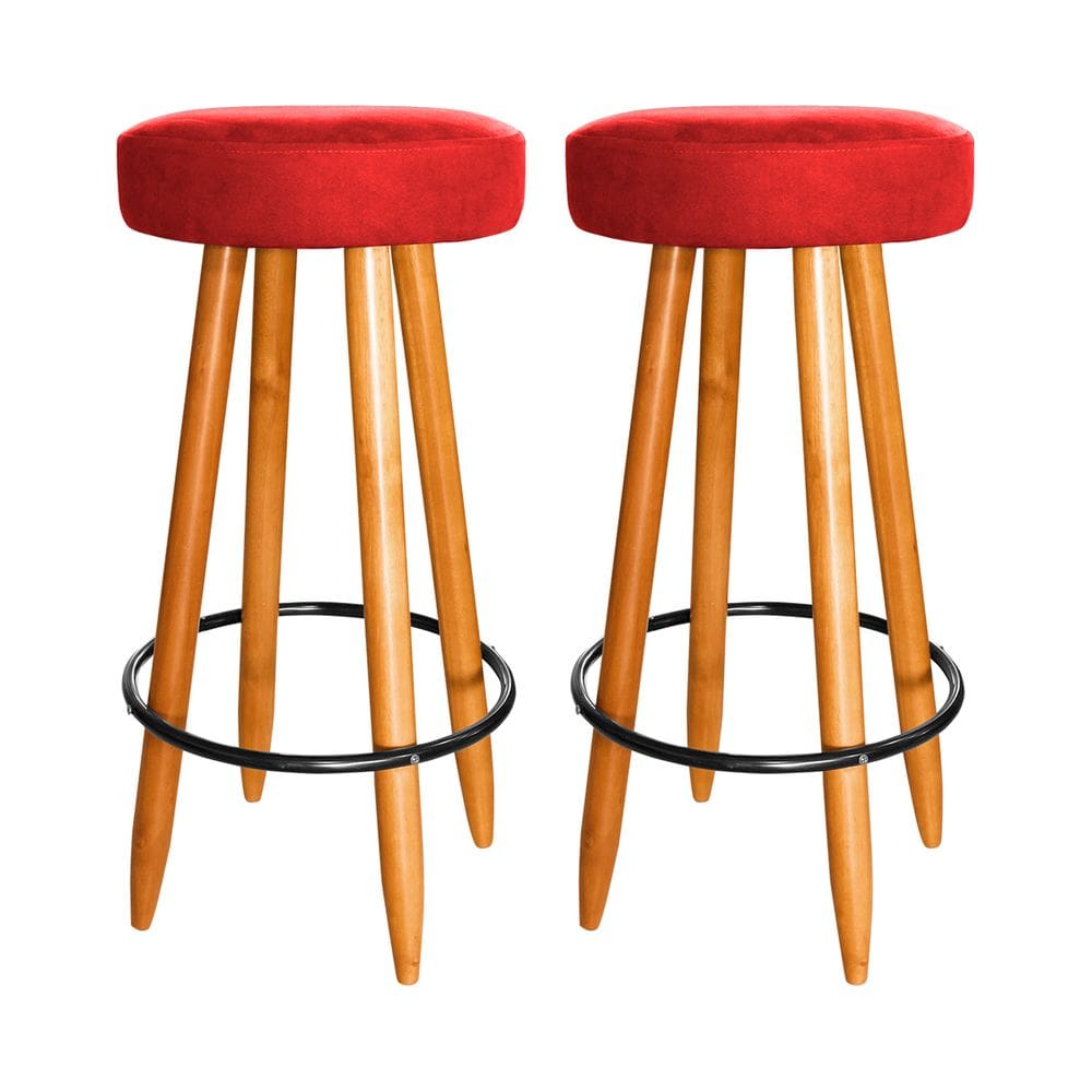 Kit 2 Banqueta 75 cm Média Cozinha Americana Balcão Vermelho