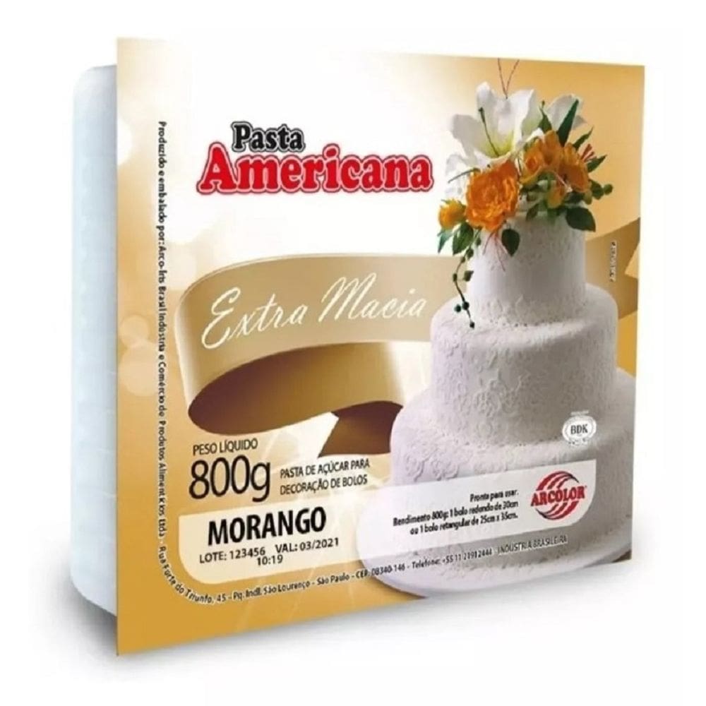 Kit 6 Pasta Americana Morango Extra Macia Arcolor 800gr