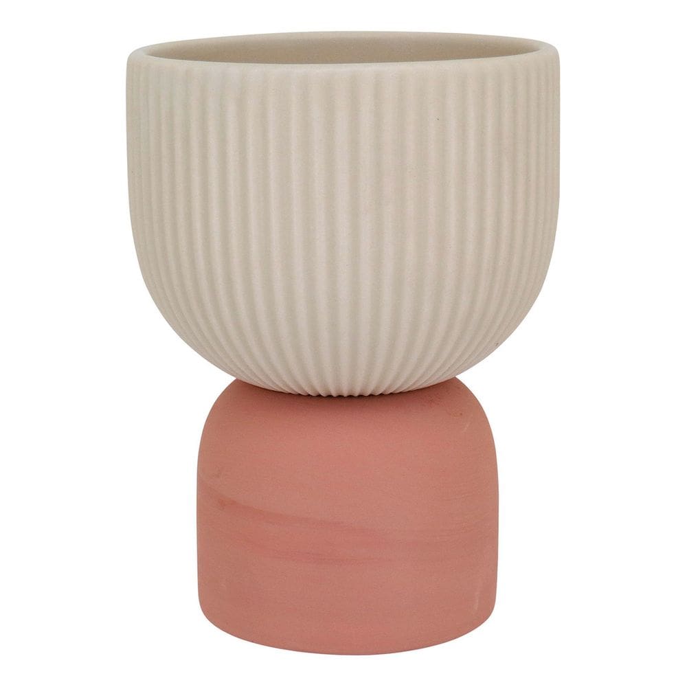 CACHEPÔ CERÂMICA 20x15x15cm CREME VASO DECORATIVO PLANTA