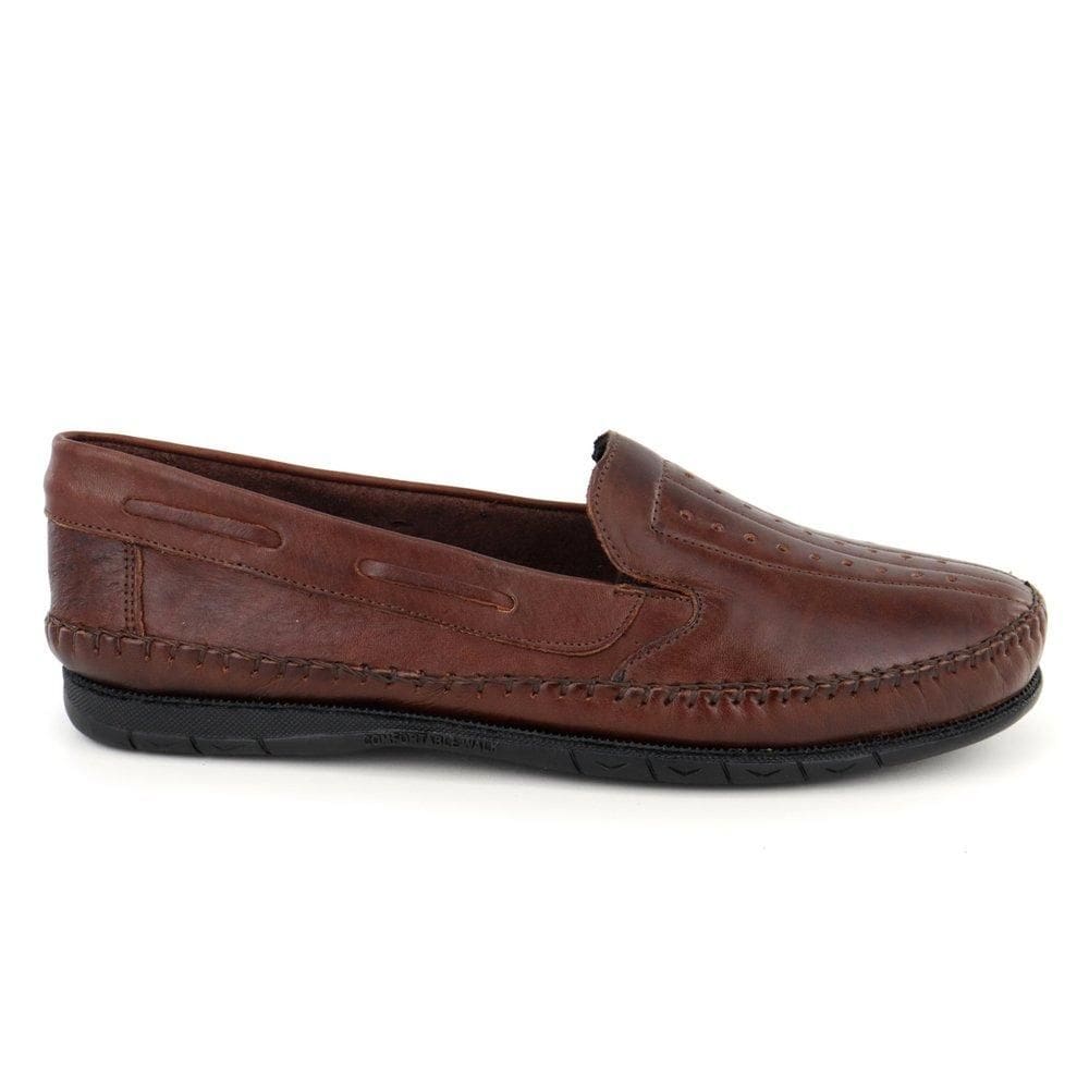Mocassim Masculino Couro Perfuros Calce Fácil Casual