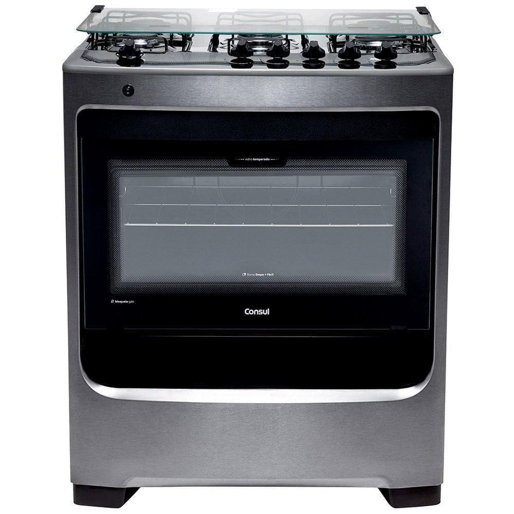 Fogão a Gás Acendimento Automático Consul 5 Bocas Inox CFS5NAR Bivolt