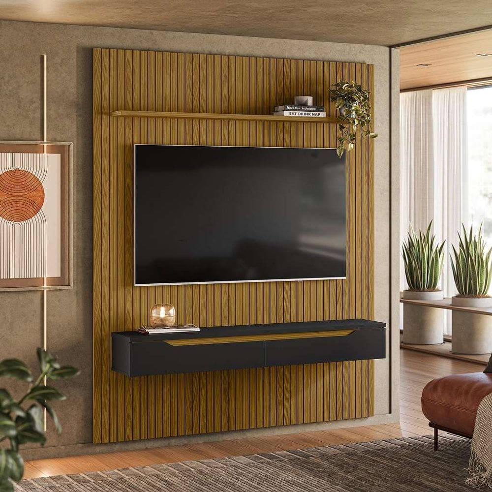 painel para tv até 65 polegadas duetto 2 pt cedro e preto