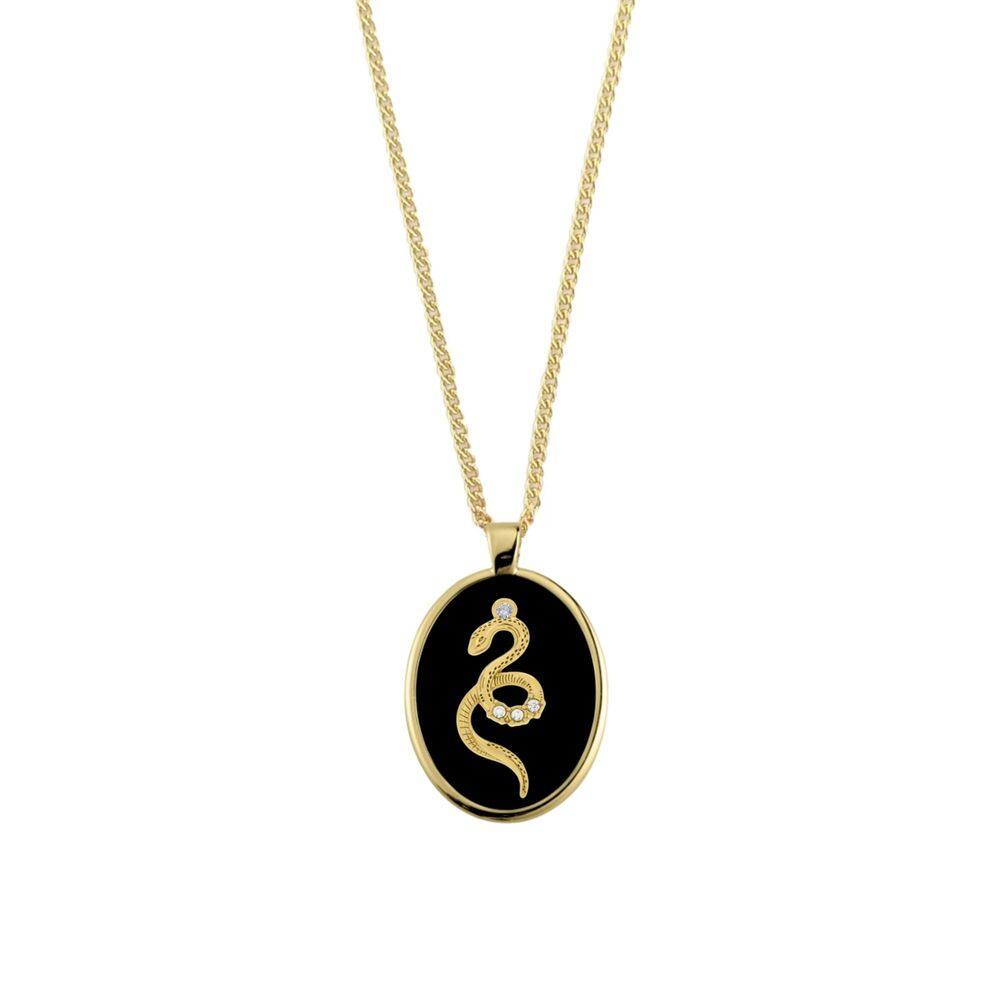 Colar Medalhão Cobra - Banhado em Ouro 18k