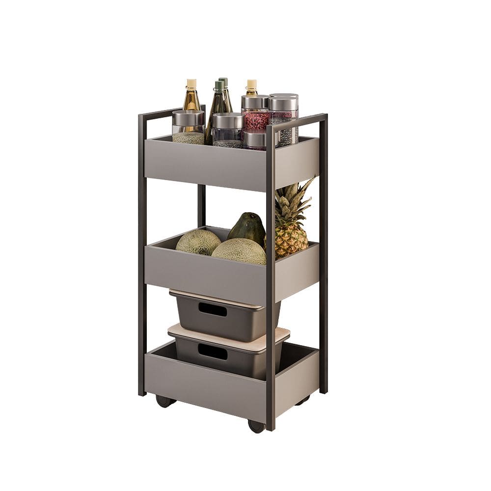 Carrinho Gourmet Auxiliar para Cozinha 3 Prateleiras Zane Grafite/Preto M12 - D`Rossi