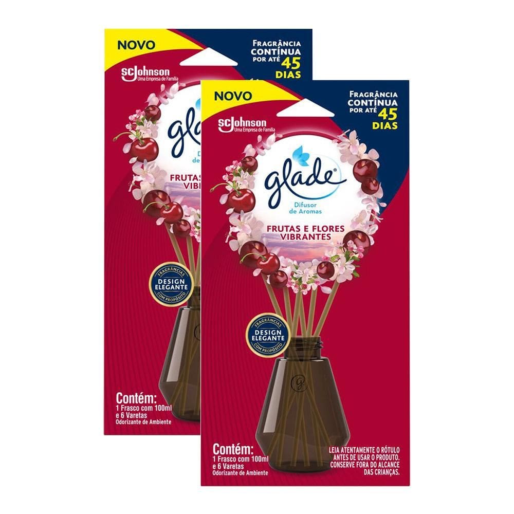 Kit 2 Difusor de Aromas Glade Frutas e Flores Vibrantes 100ml cada