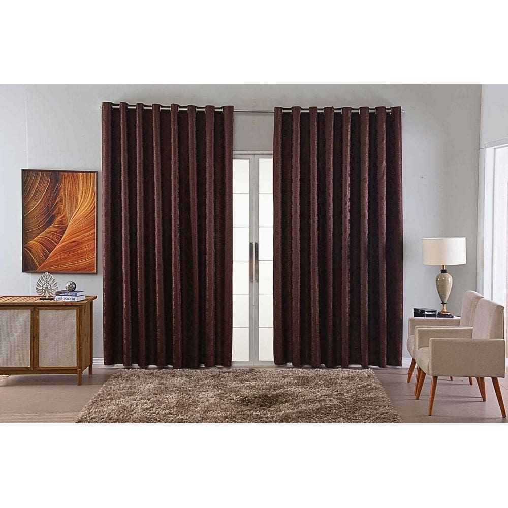 Cortina Jacquard Luxo Em Tecido Semi Blackout Sala 5,00X2,80