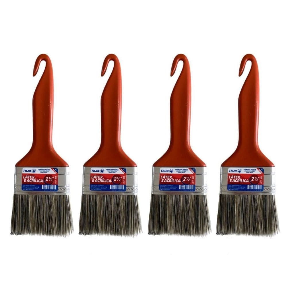 Kit 4 Trincha Pincel Pintura Látex Acrílica 2.1/2`` Tigre