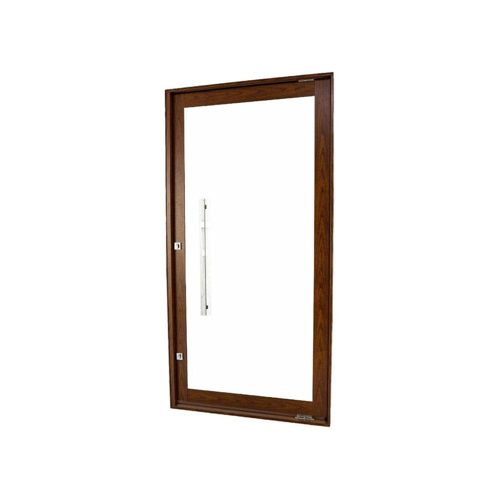 Porta Pivotante de Aluminio 228x115cm Vidro Panoramico Branco