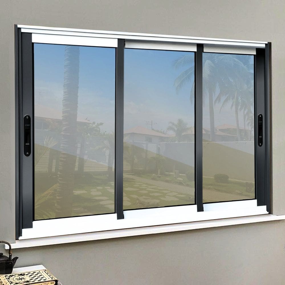 Janela Elite 3 Folhas Moveis Sequenciais 100 X 150 Vidro Reflex Mix Preto