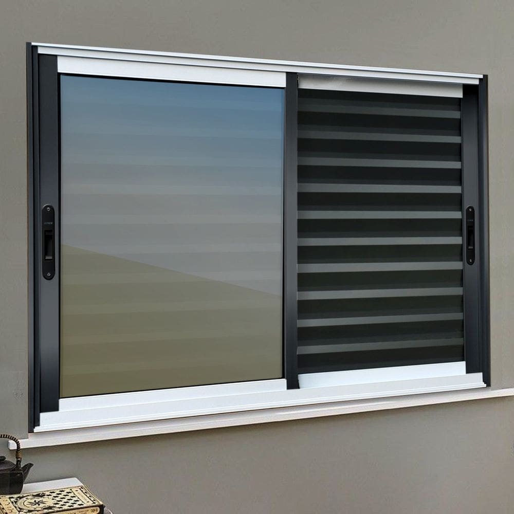 Veneziana Elite 3 Folhas Moveis 120 X 150 Vidro Reflex Mix Preto