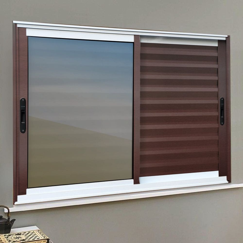 Veneziana Elite 3 Folhas Moveis 100 X 200 Vidro Reflex Mix Corten