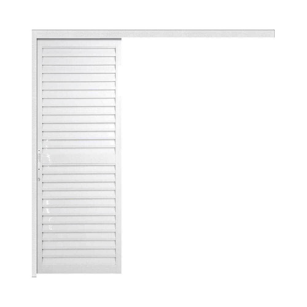 Porta de Correr Veneziana de Aluminio 215x90cm Suspensa Branco