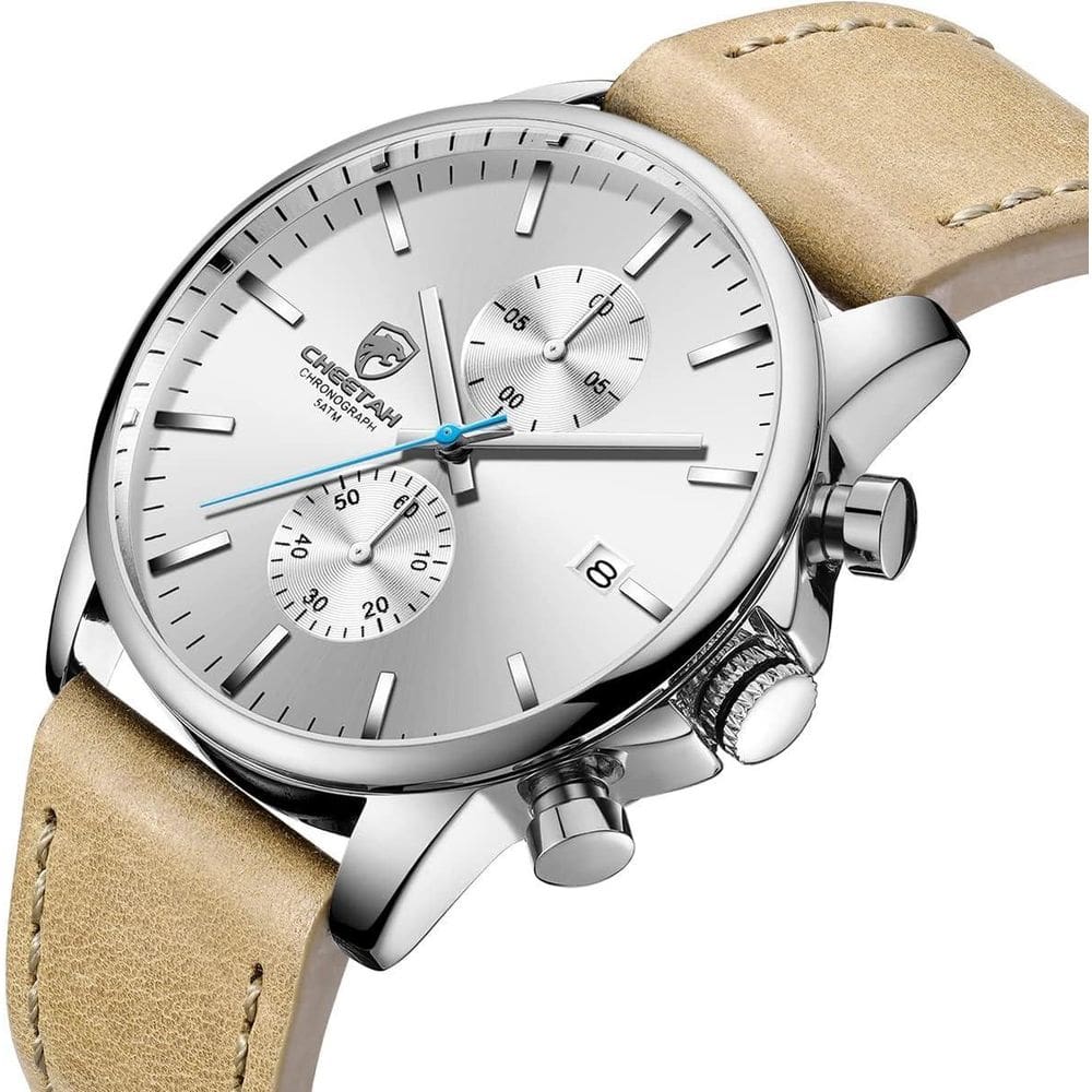 Relógio Masculino Analógico De Couro Cheetah 1604 Cronógrafo